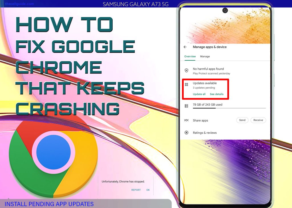fix Galaxy A73 chrome keeps crashing UPDATE APP