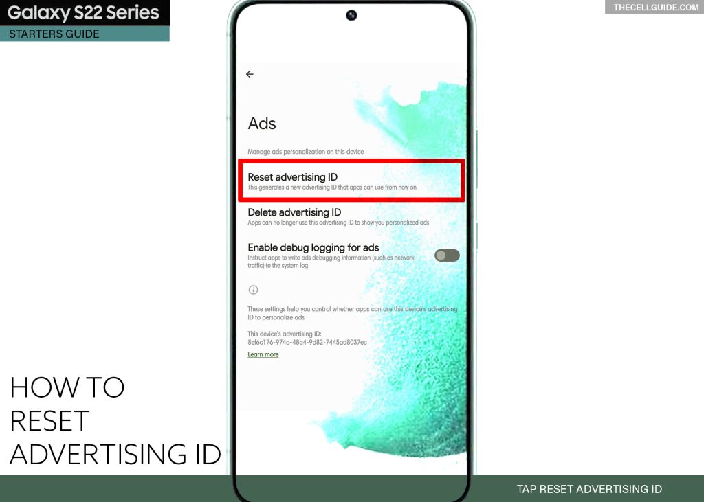 reset advertising id galaxy s22 RAID