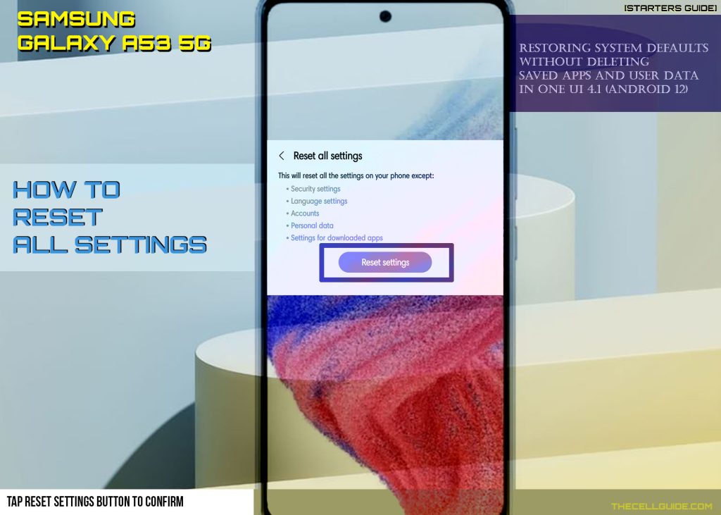 reset all settings galaxy a53 CONFIRM