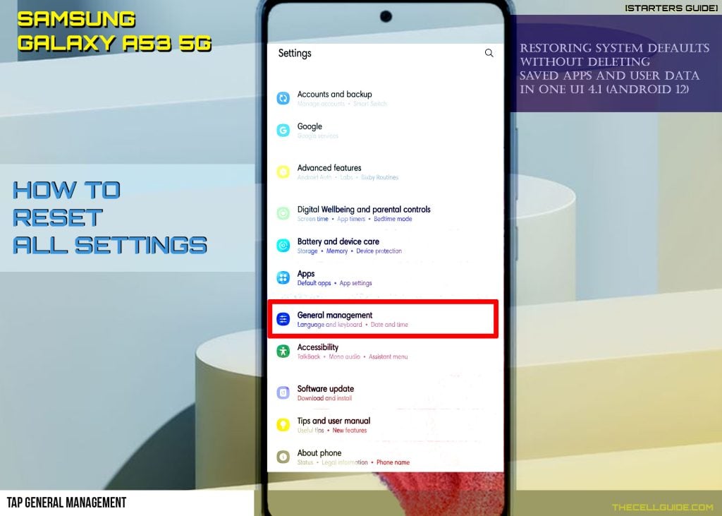 reset all settings galaxy a53 GENMNGT