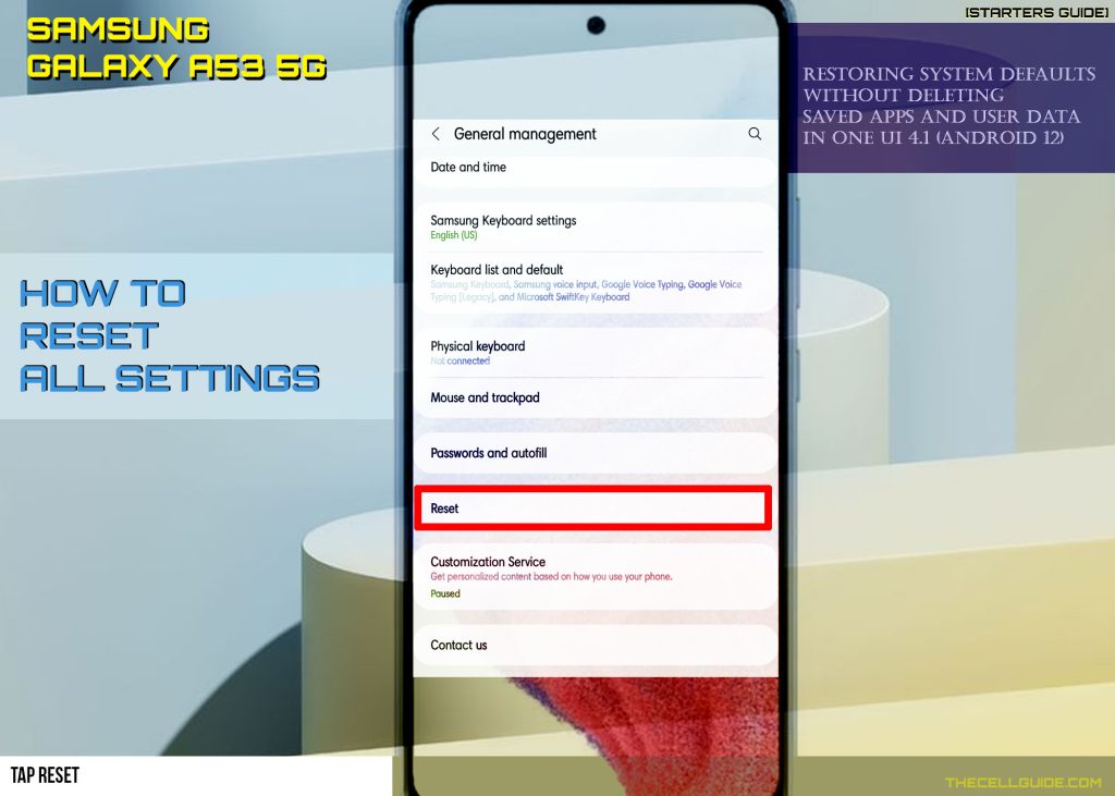 reset all settings galaxy a53 RESET