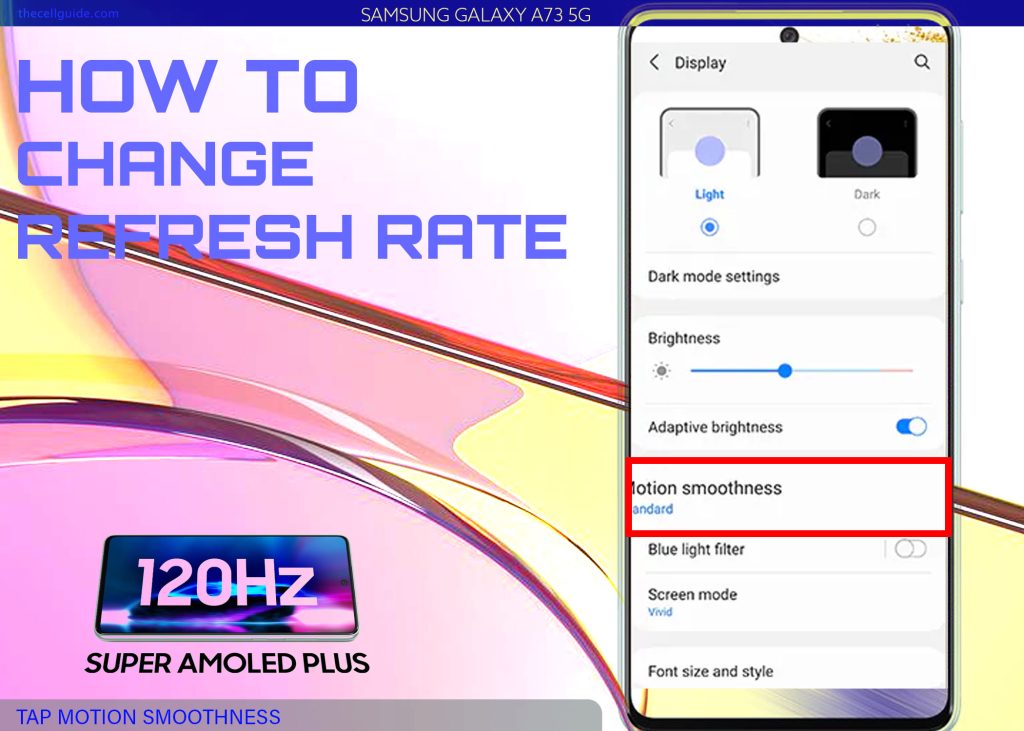 change refresh rate galaxy a73 MS