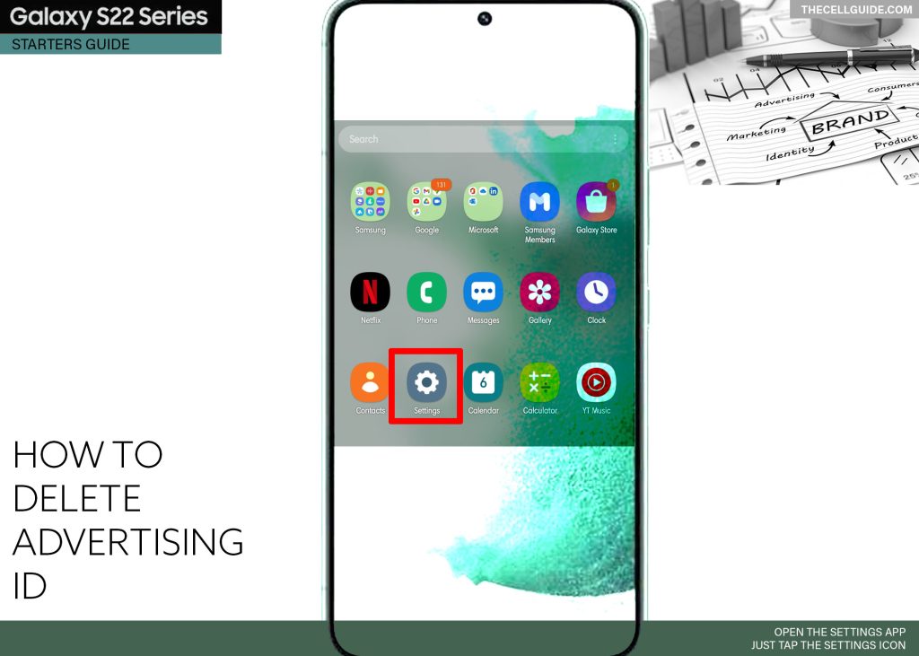 delete advertising id galaxy s22 SETTINGS