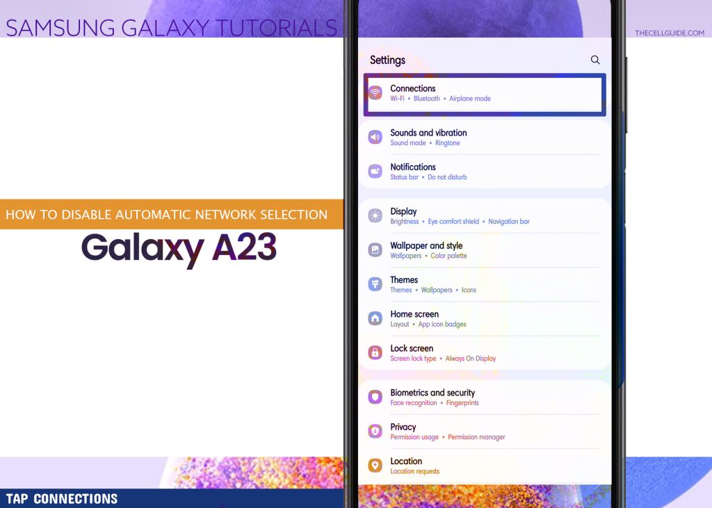disable automatic network selection galaxy a23 CONNECTIONS