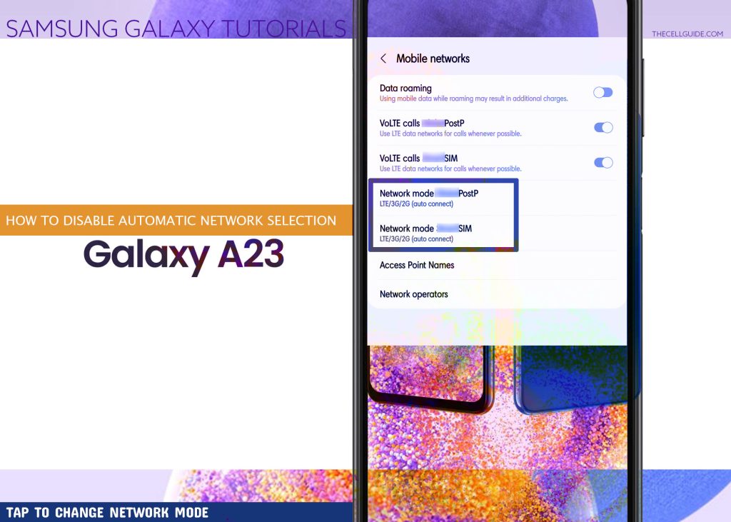 disable automatic network selection galaxy a23 NM