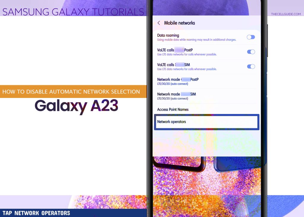 disable automatic network selection galaxy a23 NO