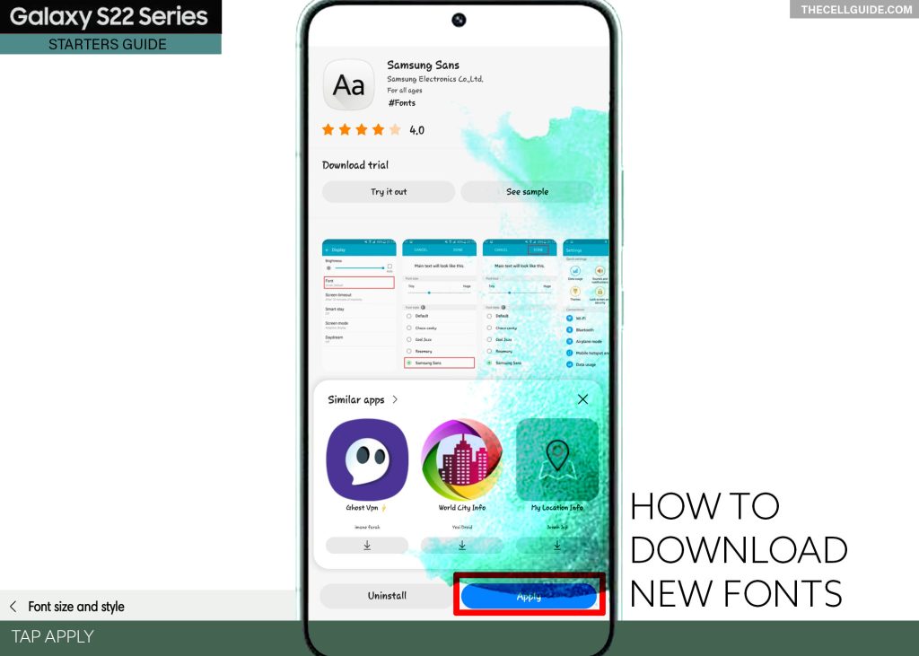 download new fonts galaxy s22 APPLY
