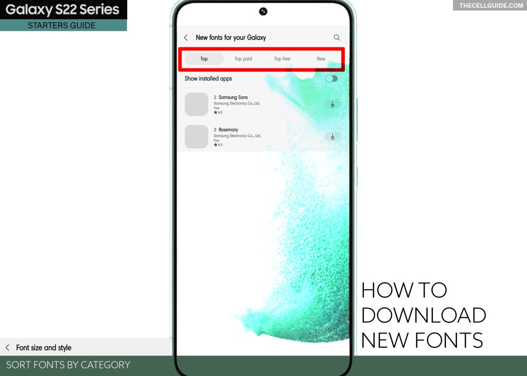 download new fonts galaxy s22 FC