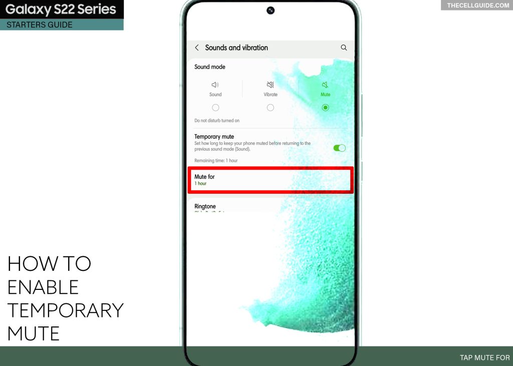 enable temporary mute galaxy s22 MF