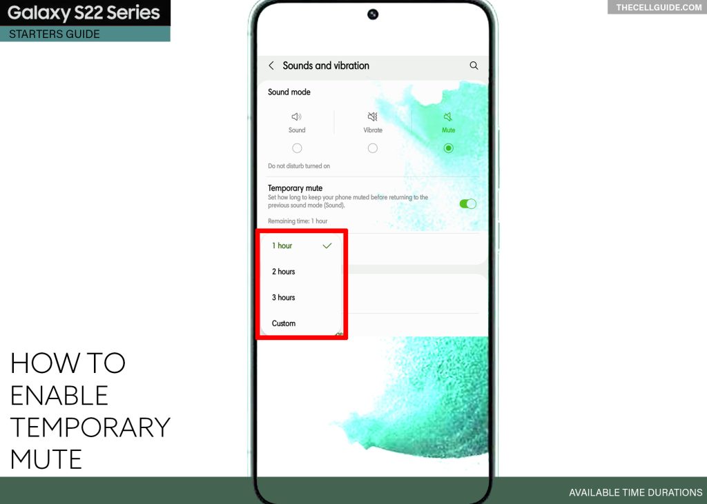 enable temporary mute galaxy s22 TD