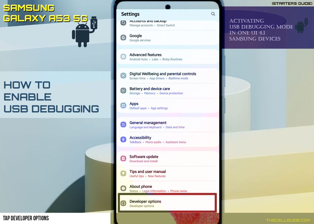 How to Enable USB Debugging on Galaxy A53 5g 4 enable usb debugging galaxy a53 DO