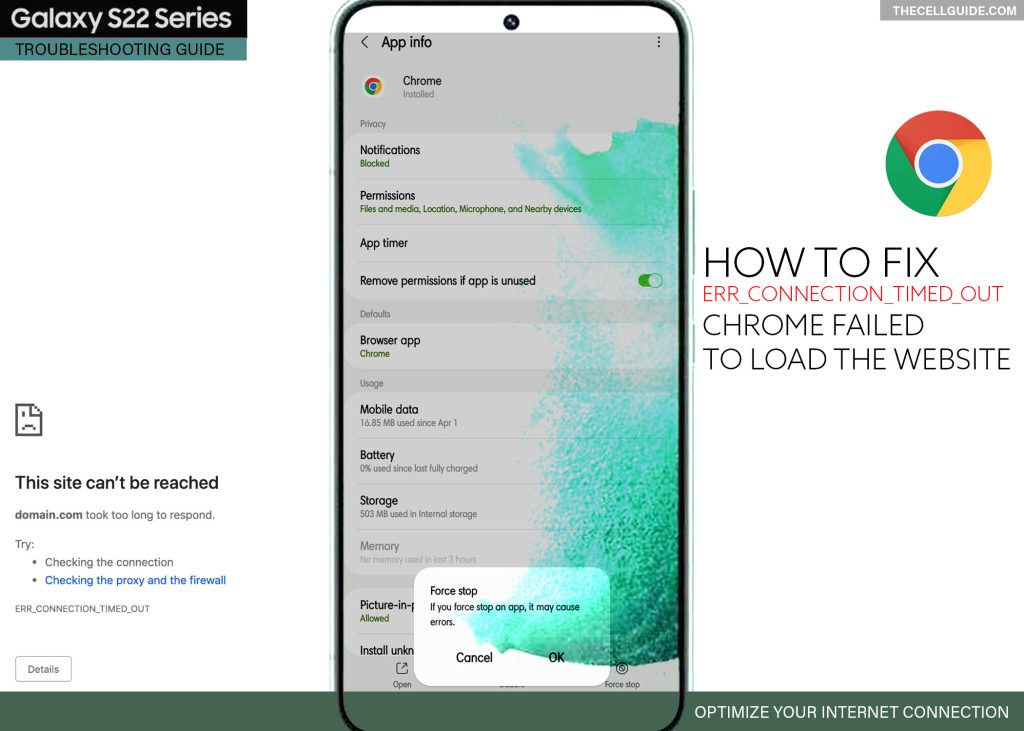 fix chrome loading error galaxy s22 FORCE STOP