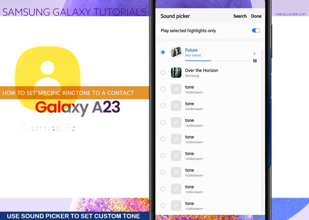 set specific ringtone to contact galaxy a23 CUSTOM