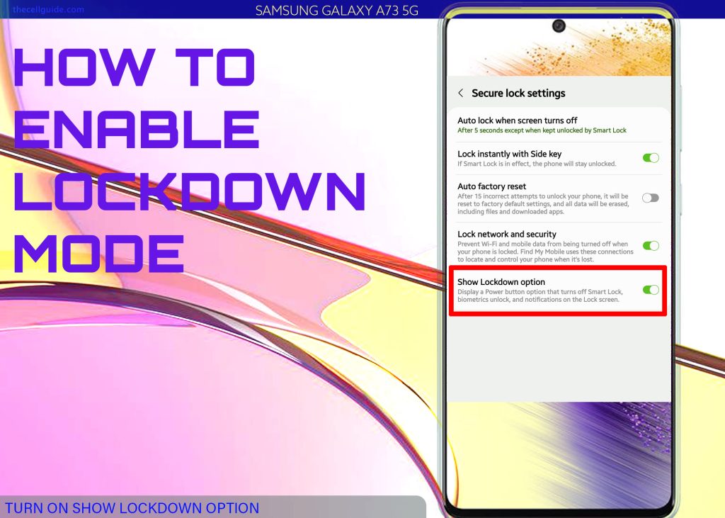 activate lockdown mode galaxy a73 ON