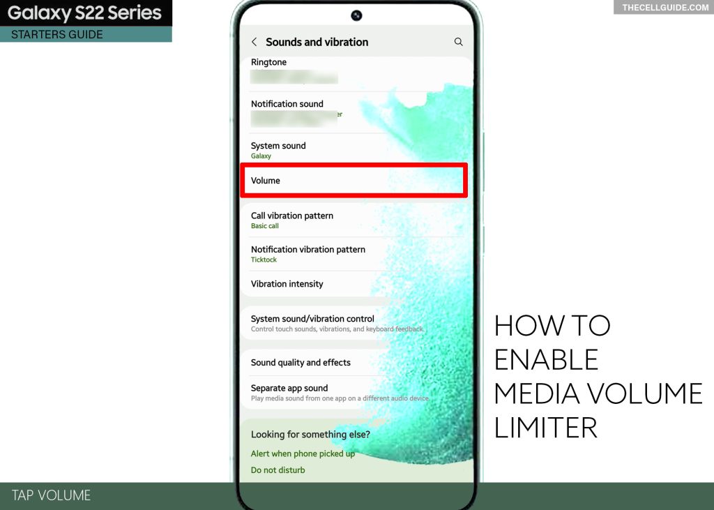 enable media volume limit galaxy s22 VOLUME