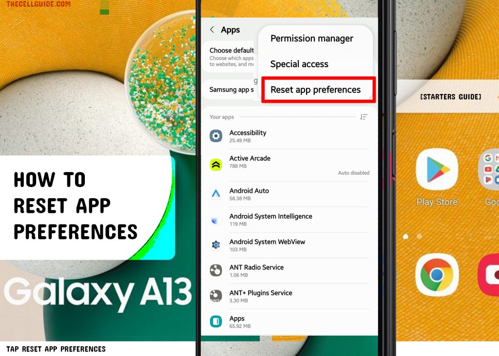 reset app preferences galaxy a13 RAP