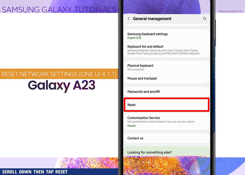 reset network settings galaxy a23 5g RESET