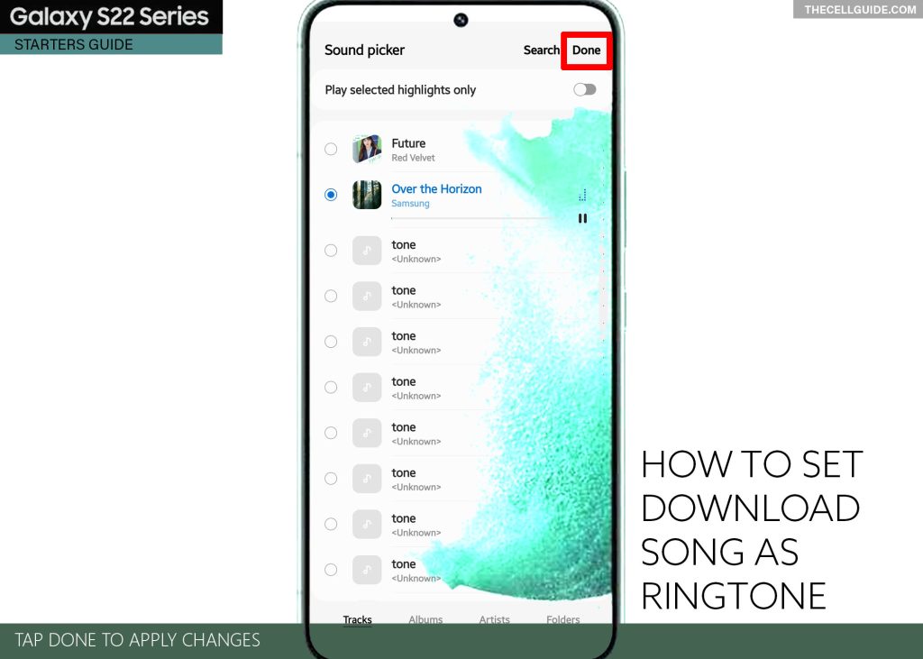 set downloaded song as ringtone galaxy s22 DONE