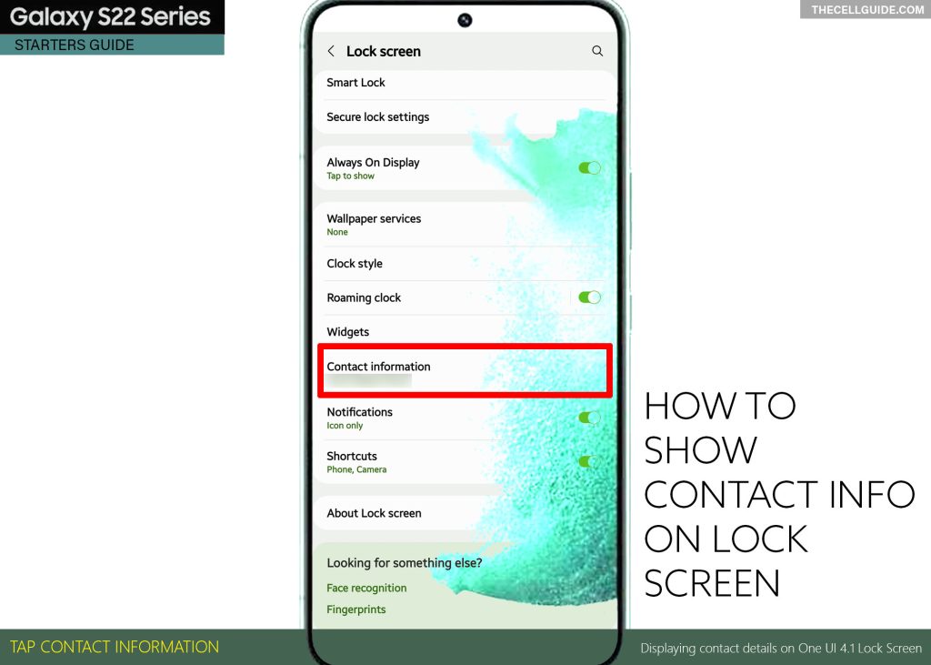 show contact info on lock screen galaxy s22 CI