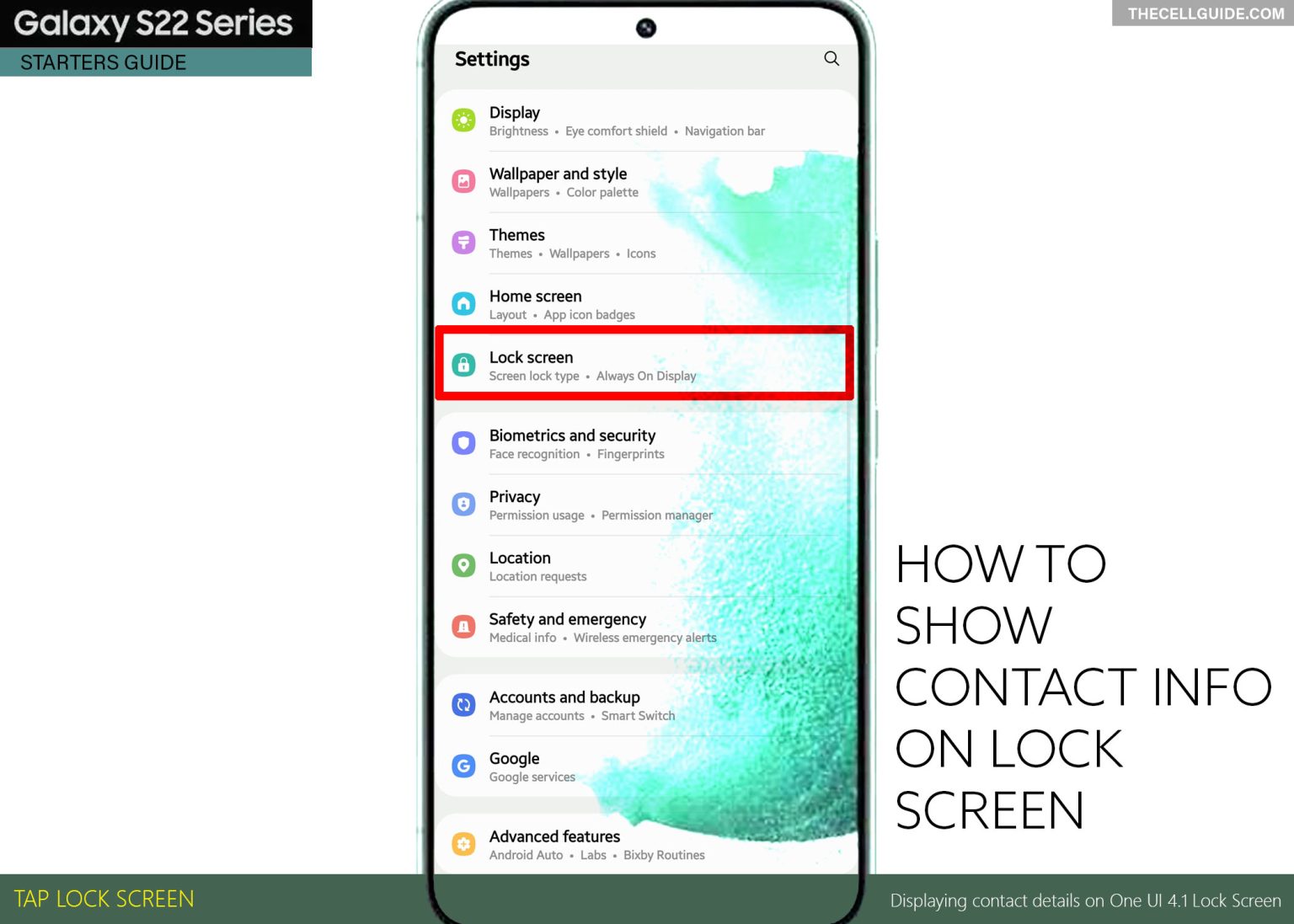 show-contact-info-on-lock-screen-galaxy-s22-LS - TheCellGuide