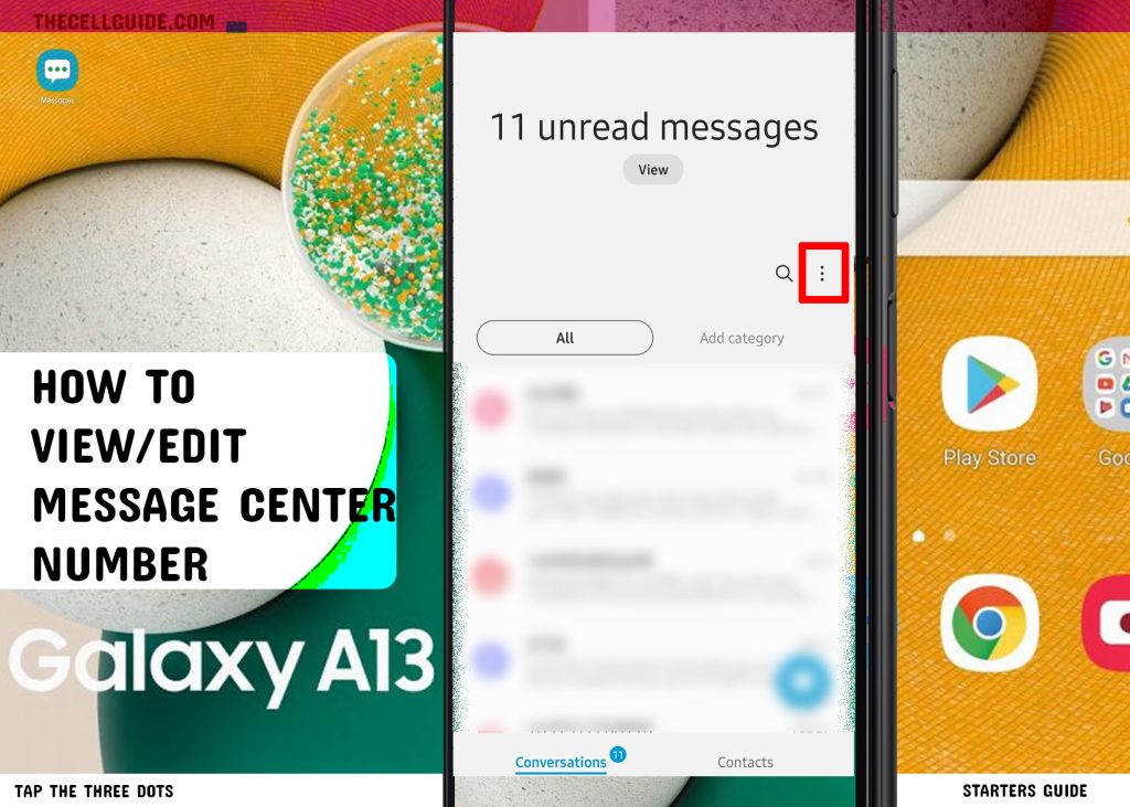 view message center number galaxy a13 2