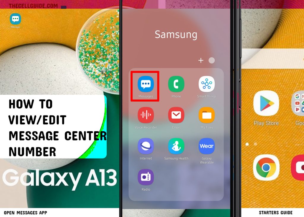 view message center number galaxy a13 MSGS