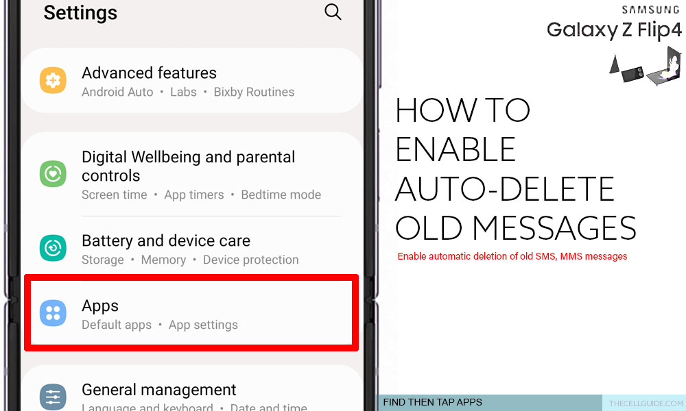 auto delete old messages galaxy z flip4 APPS