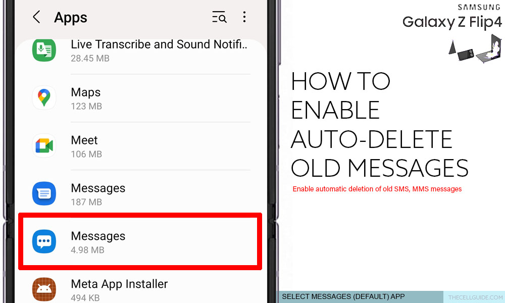 auto delete old messages galaxy z flip4 DEFAULT