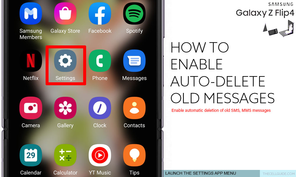 auto delete old messages galaxy z flip4 SETTINGS
