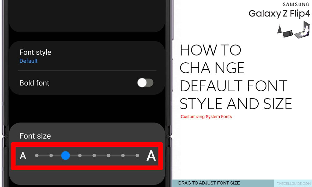 change default font style and size galaxy z flip4 DLIDER