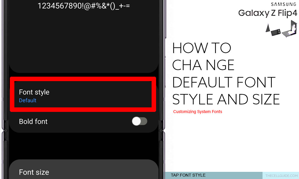 change default font style and size galaxy z flip4 FS