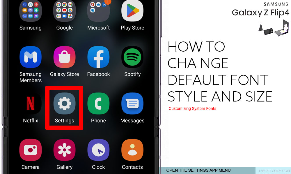 change default font style and size galaxy z flip4 SETTINGS