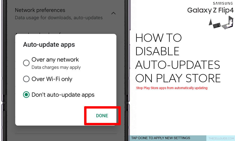 disable auto app updates on galaxy z flip4 play store DONE