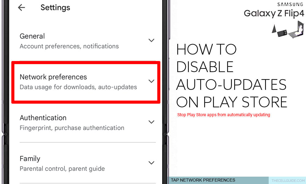 disable auto app updates on galaxy z flip4 play store NP