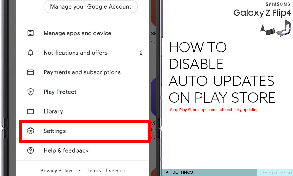 disable auto app updates on galaxy z flip4 play store SETTINGS