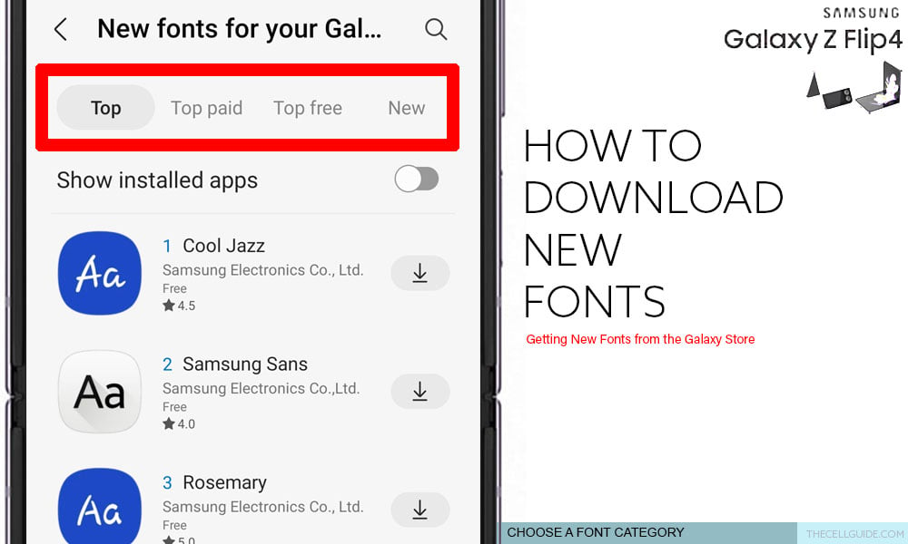 download new fonts galaxy z flip4 CATEGORY