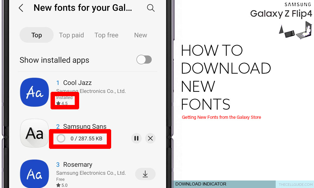 download new fonts galaxy z flip4 INDICATOR