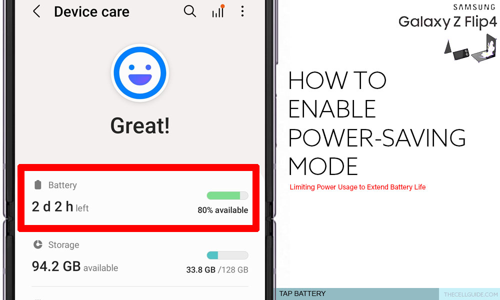 How to Enable Power Saving Mode on Galaxy Z Flip4 6 enable power saving mode galaxy z flip4 BATTERY