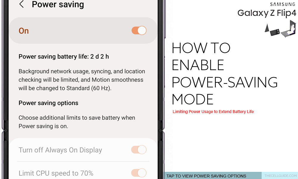 enable power saving mode galaxy z flip4 OPTIONS2