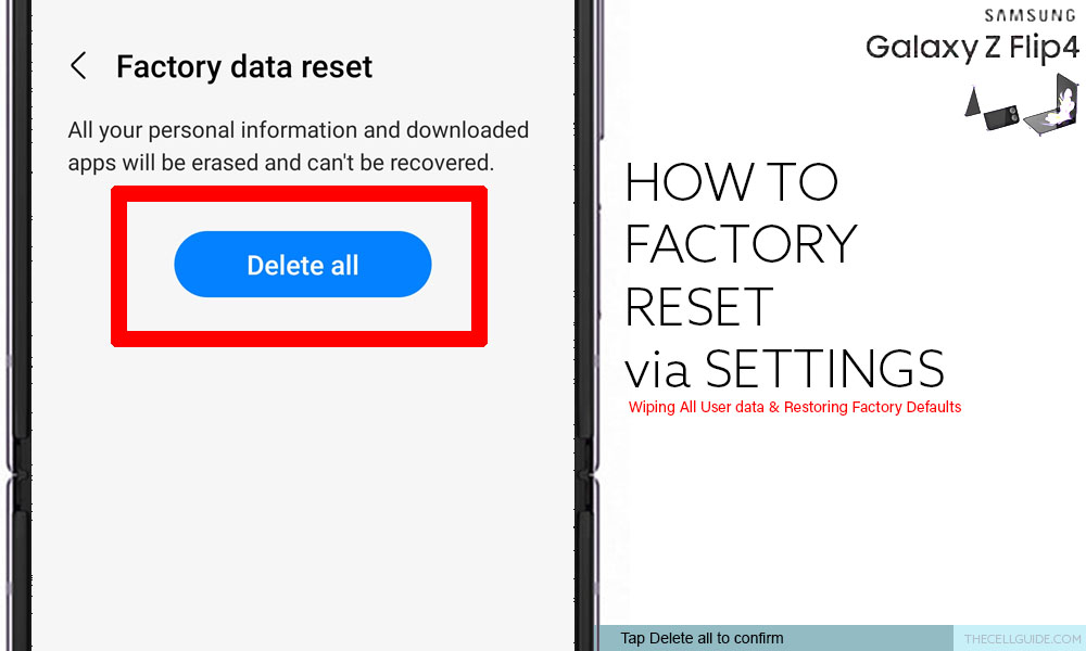 factory data reset galaxy z flip4 delete all