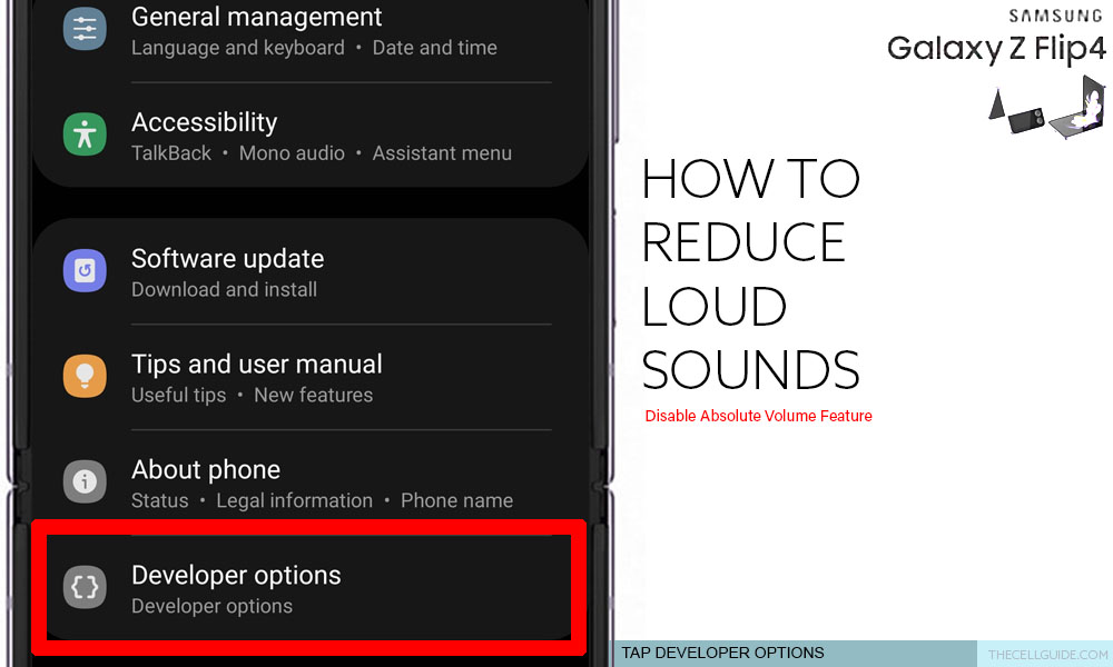 reduce loud sounds galaxy z flip4 DEVOP