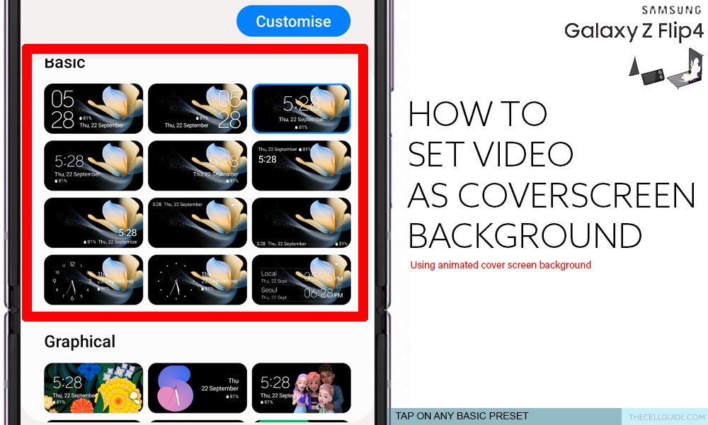 set video file on galaxy z flip4 coverscreen background BASIC