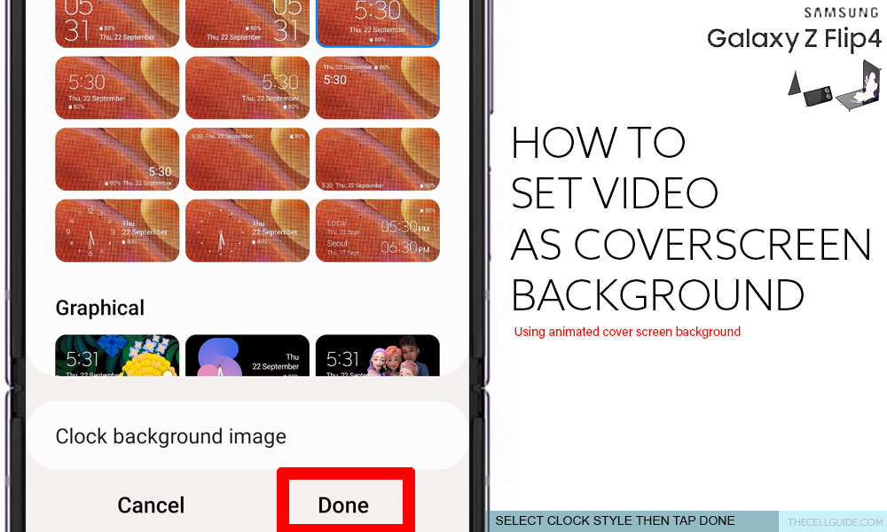 set video file on galaxy z flip4 coverscreen background DONE2