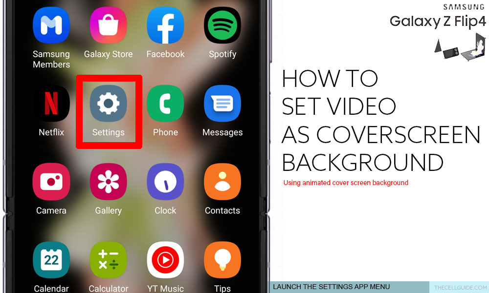 set video file on galaxy z flip4 coverscreen background SETTINGS