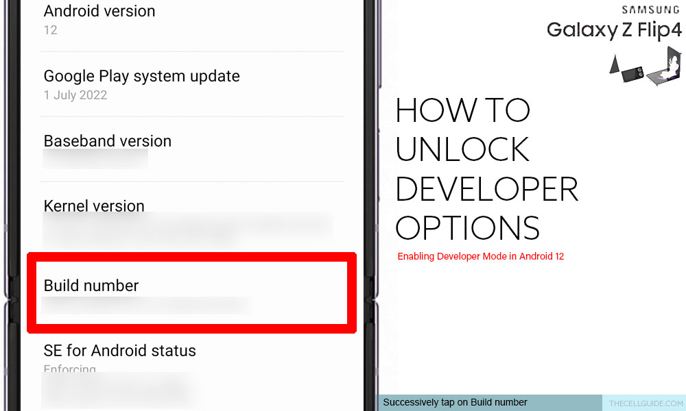 unlock developer options galaxy z flip4 build