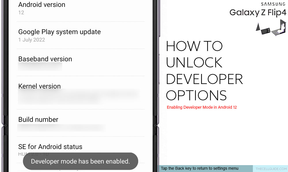 unlock developer options galaxy z flip4 return
