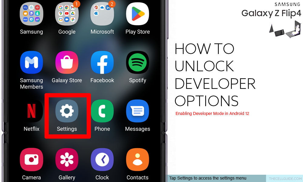 unlock developer options galaxy z flip4 settings