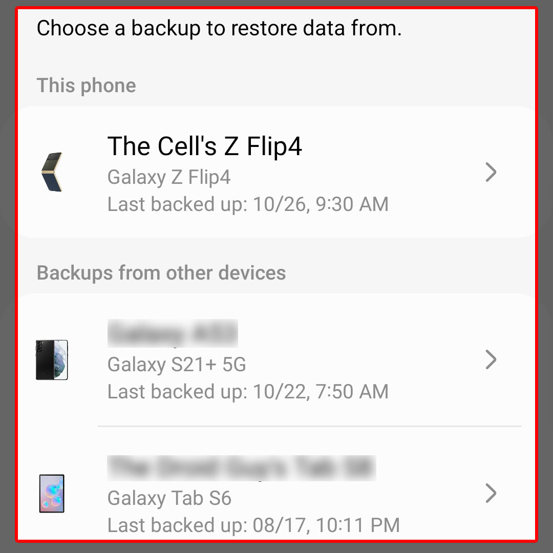 back up restore data galaxy z flip4 8