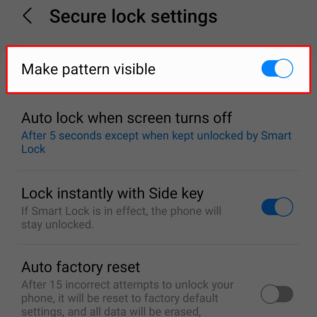 enable disable lock pattern galaxy z flip4 4