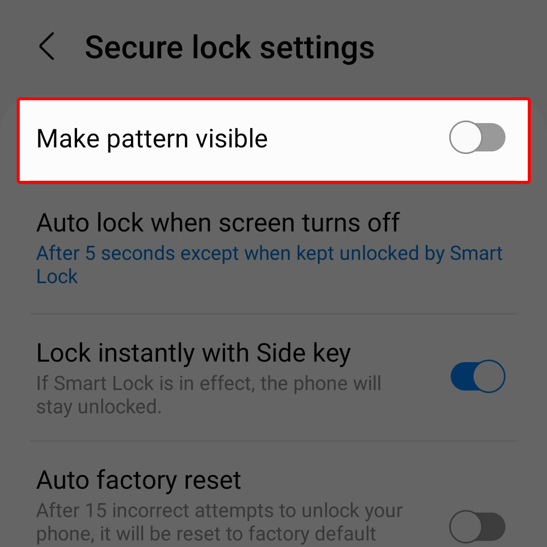 enable disable lock pattern galaxy z flip4 6